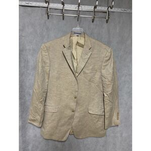 Jos A Bank Blazer Men 40R‎ Beige Linen Cotton Career Jacket Coat Flannel Luxury